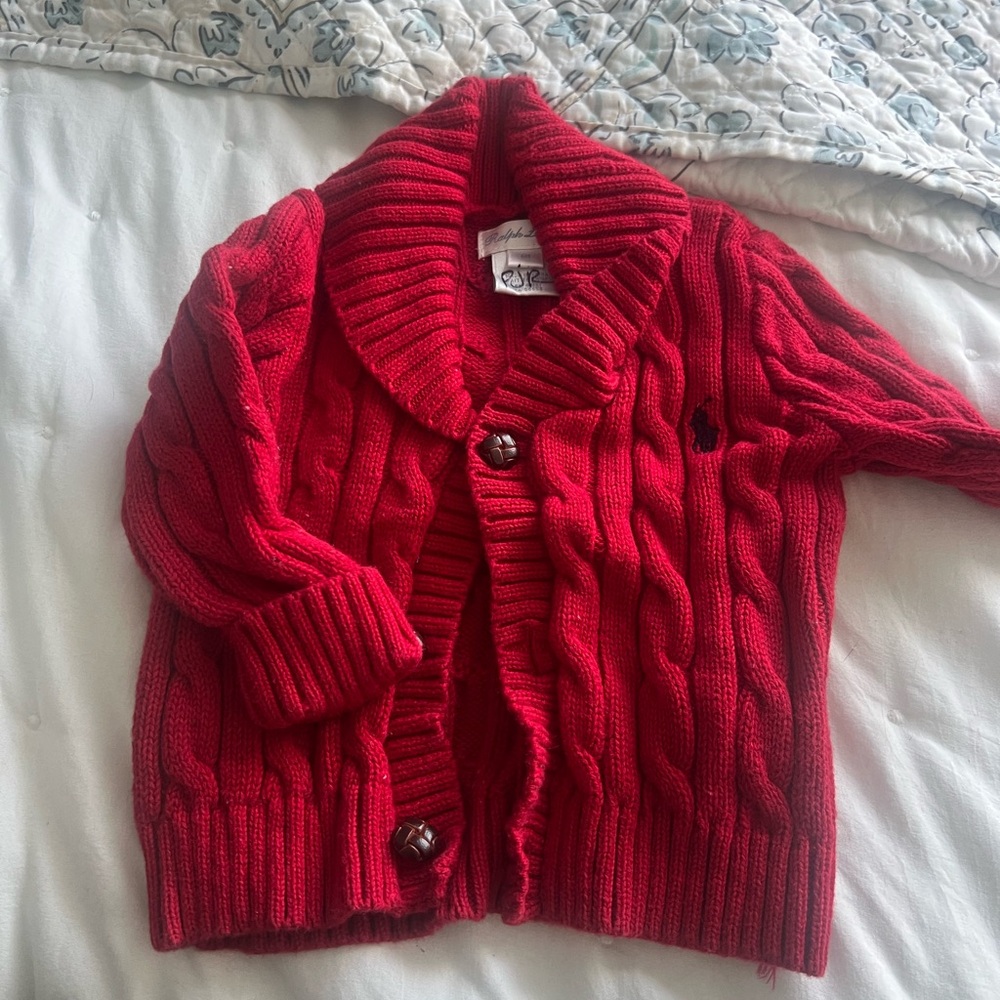 Ralph Lauren Kids Red Cable Knit Jacket
